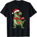 Original Dinosaur Santa Hat And Lights Sweatshirt - Graphic Print Unisex - T-Shirt, Sweatshirt, Hoodie