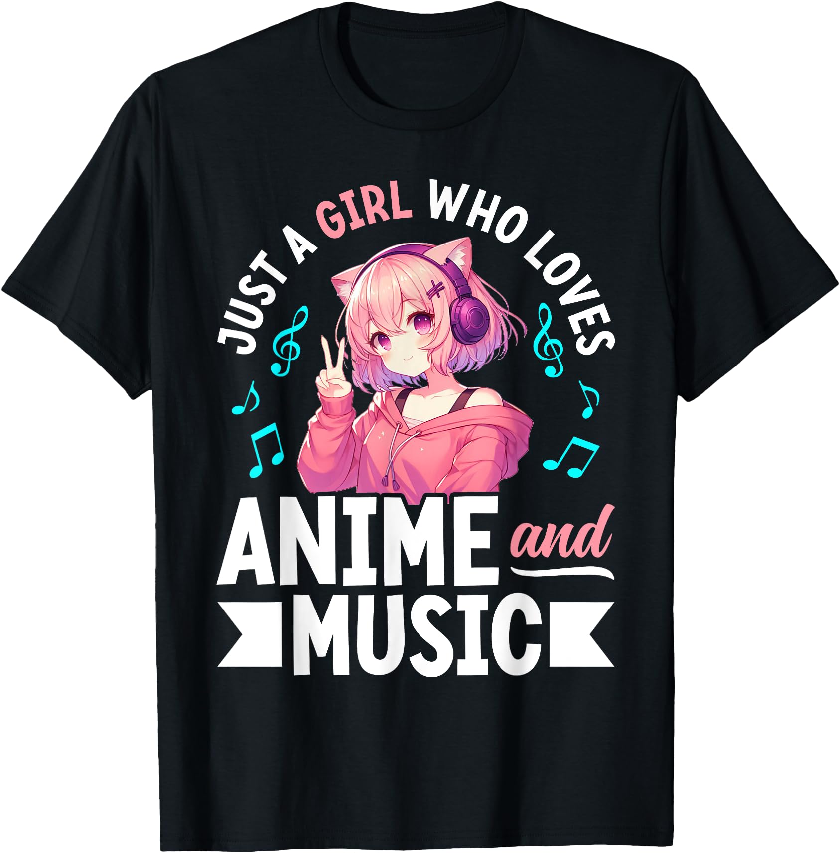 Just Who Loves Anime And Music Japanese T-Shirt - Custom Art Print Unisex - T-Shirt, Sweatshirt, Hoodie