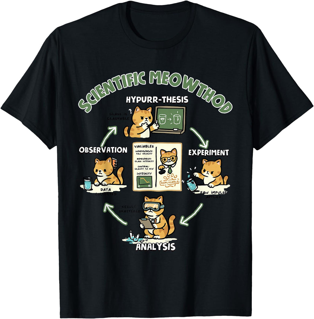 Scientific Meowthod Cat Science Pun T-Shirt - Novelty Apparel for Adults - T-Shirt, Sweatshirt, Hoodie