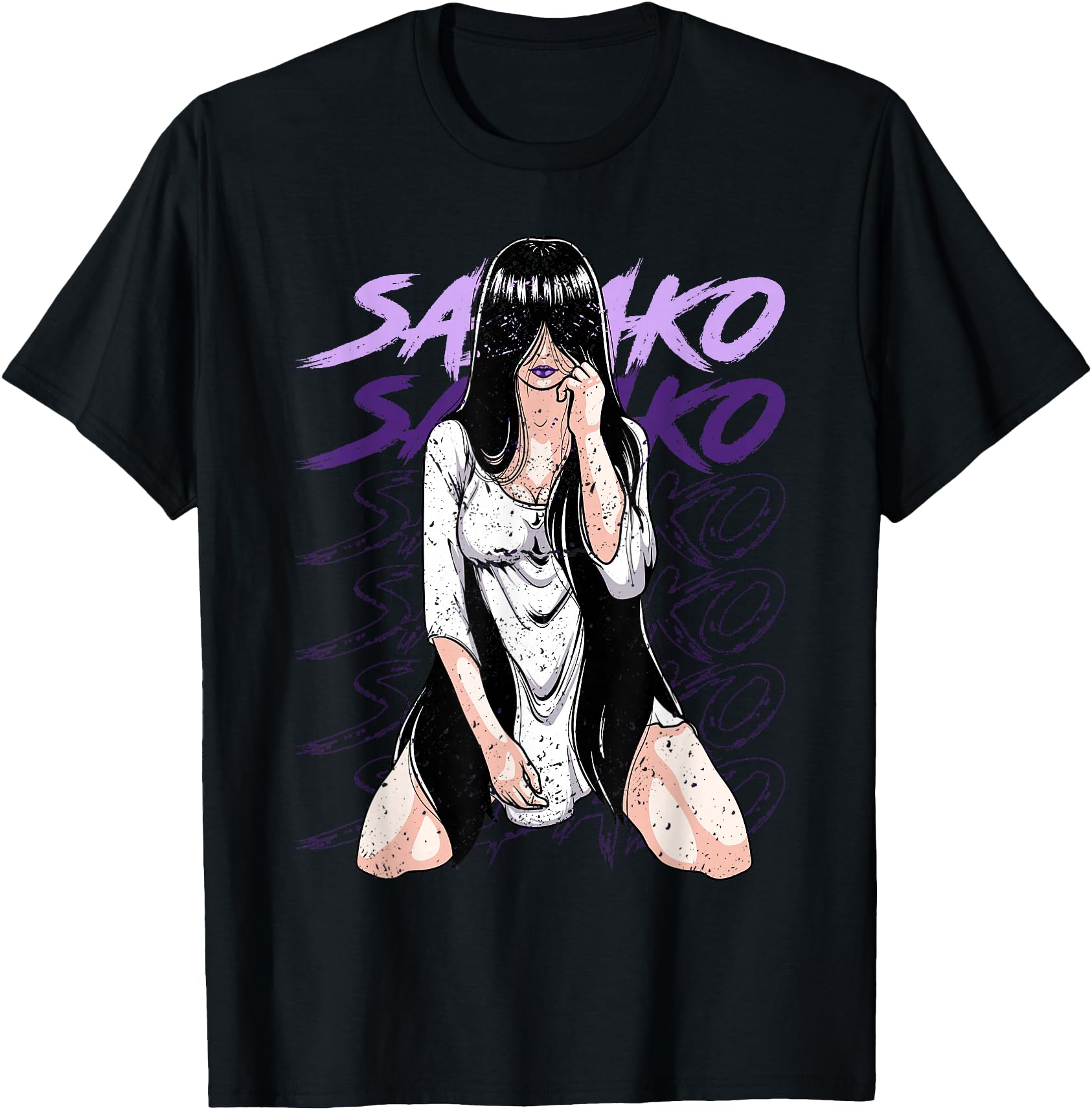 Exclusive Dark Hair Goth Creepy Anime T-Shirt - Novelty Apparel for Adults - T-Shirt, Sweatshirt, Hoodie