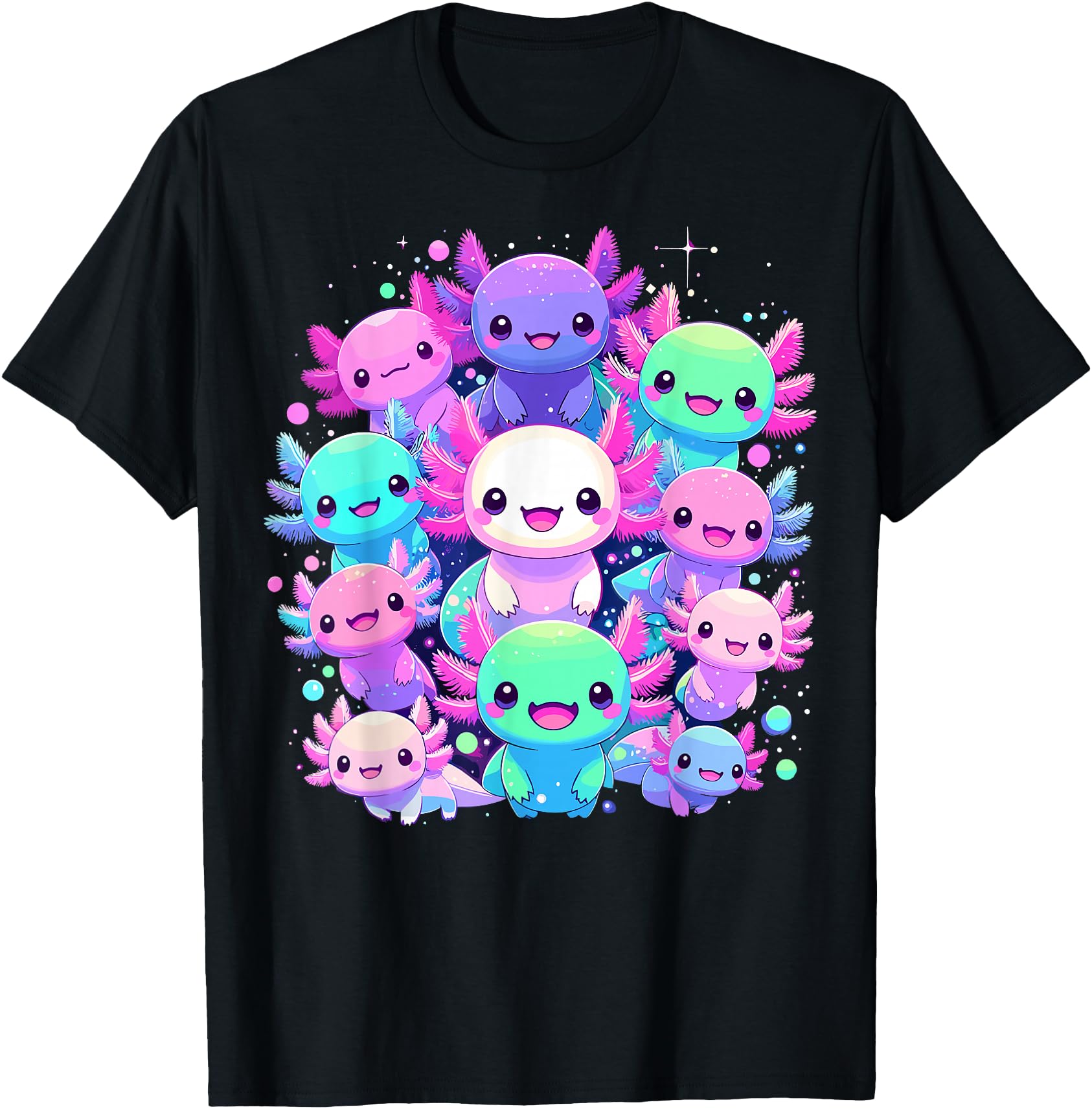 Handcrafted Axolotl Anime Kawaii Hoodie - Minimalist Print for Adults - T-Shirt, Sweatshirt, Hoodie