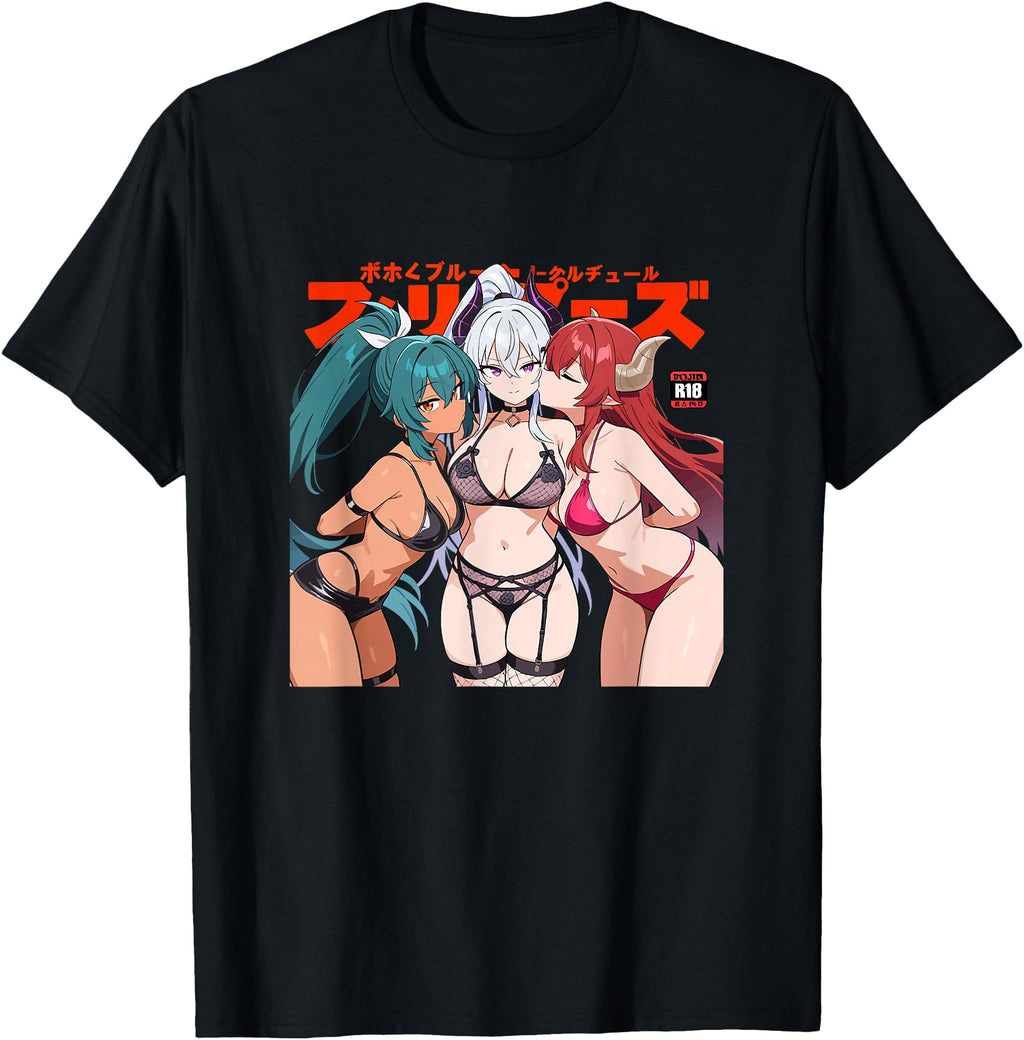 Waifu Sexy Anime Kissing Horns Sweatshirt - Graphic Print for Adults - T-Shirt, Sweatshirt, Hoodie