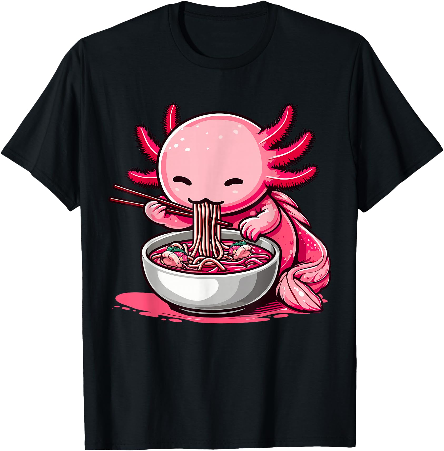 Axolotl Noodle Gifts Anime Kawaii Axolotl Hoodie - Graphic Print Men Women - T-Shirt, Sweatshirt, Hoodie