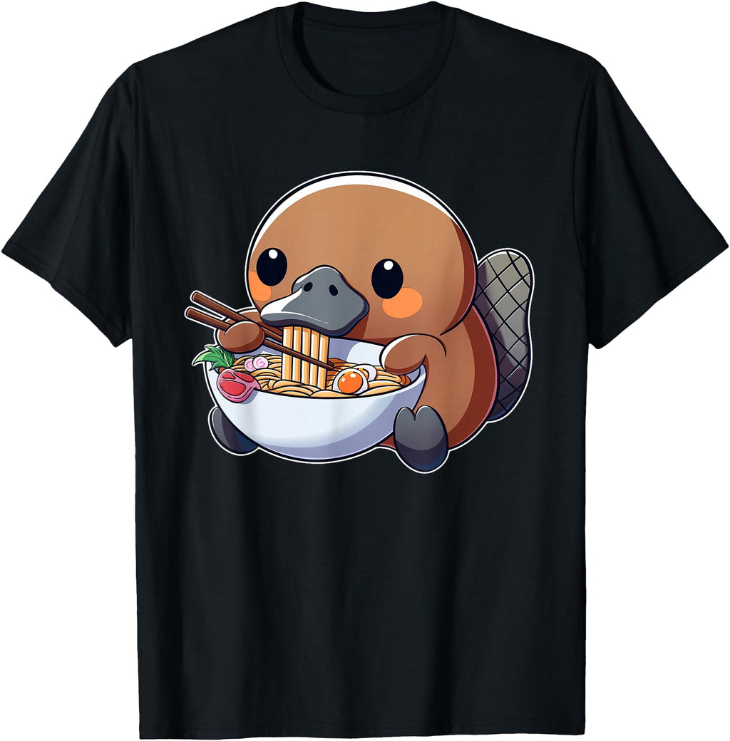 Handcrafted Platypus Ramen Anime T-Shirt - Aesthetic Graphic for Adults - T-Shirt, Sweatshirt, Hoodie