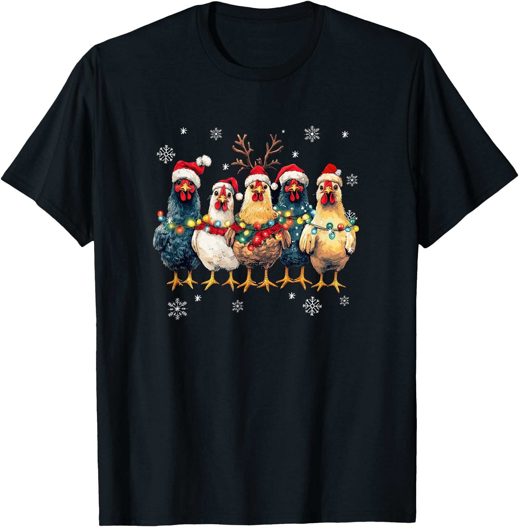 Chicken Lights Farm Animal Holiday T-Shirt - Unique Graphic Men Women - T-Shirt, Sweatshirt, Hoodie
