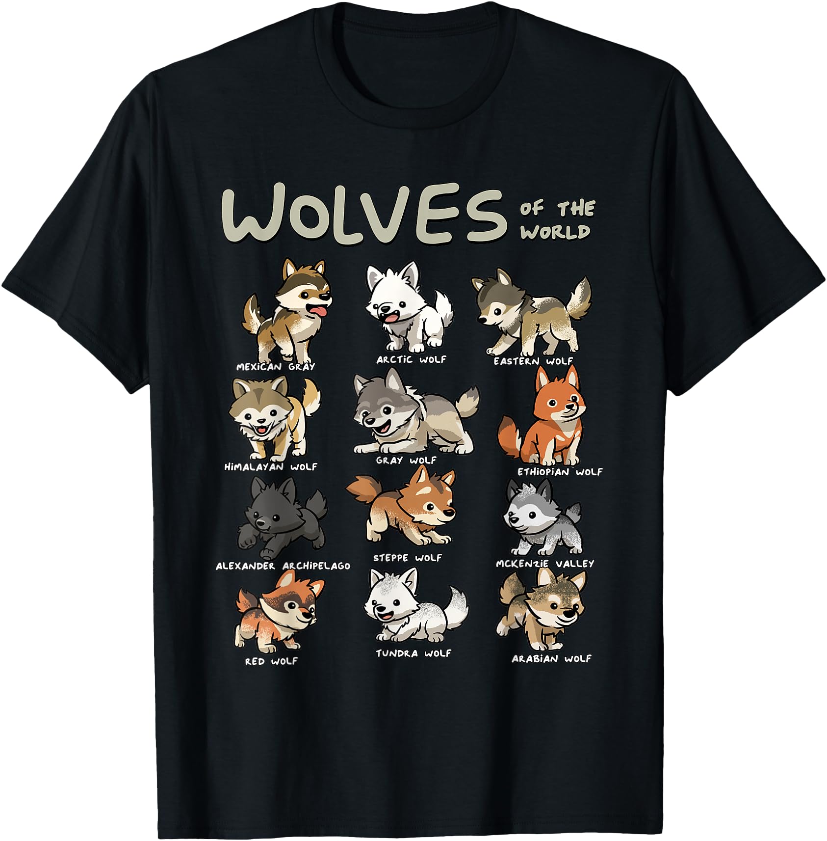 Exclusive Chibi Wolf Wolves Animals World T-Shirt - Trendy Graphic Unisex - T-Shirt, Sweatshirt, Hoodie