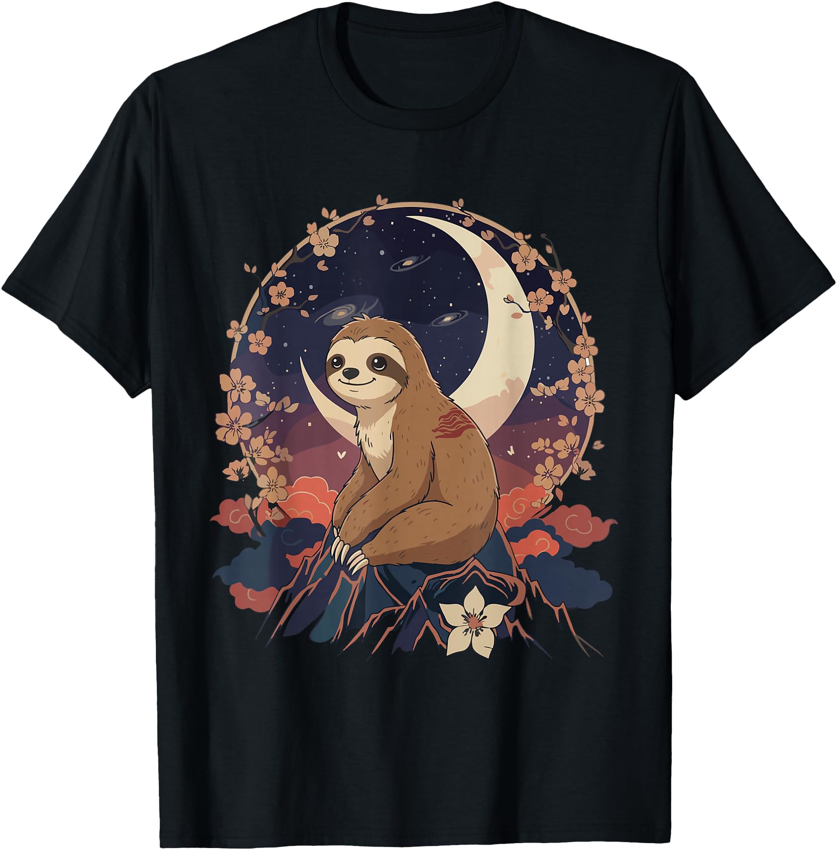 Authentic Kawaii Sloth Moon Japanese Sweatshirt - Graphic Print for Adults - T-Shirt, Sweatshirt, Hoodie
