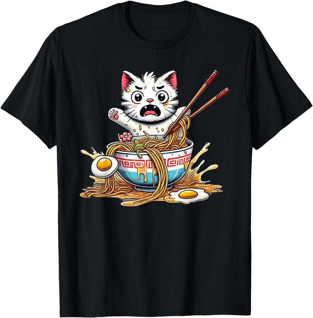 Exclusive Kawaii Cat Ramen T-Shirt - Casual Everyday Wear Men Women - T-Shirt, Sweatshirt, Hoodie
