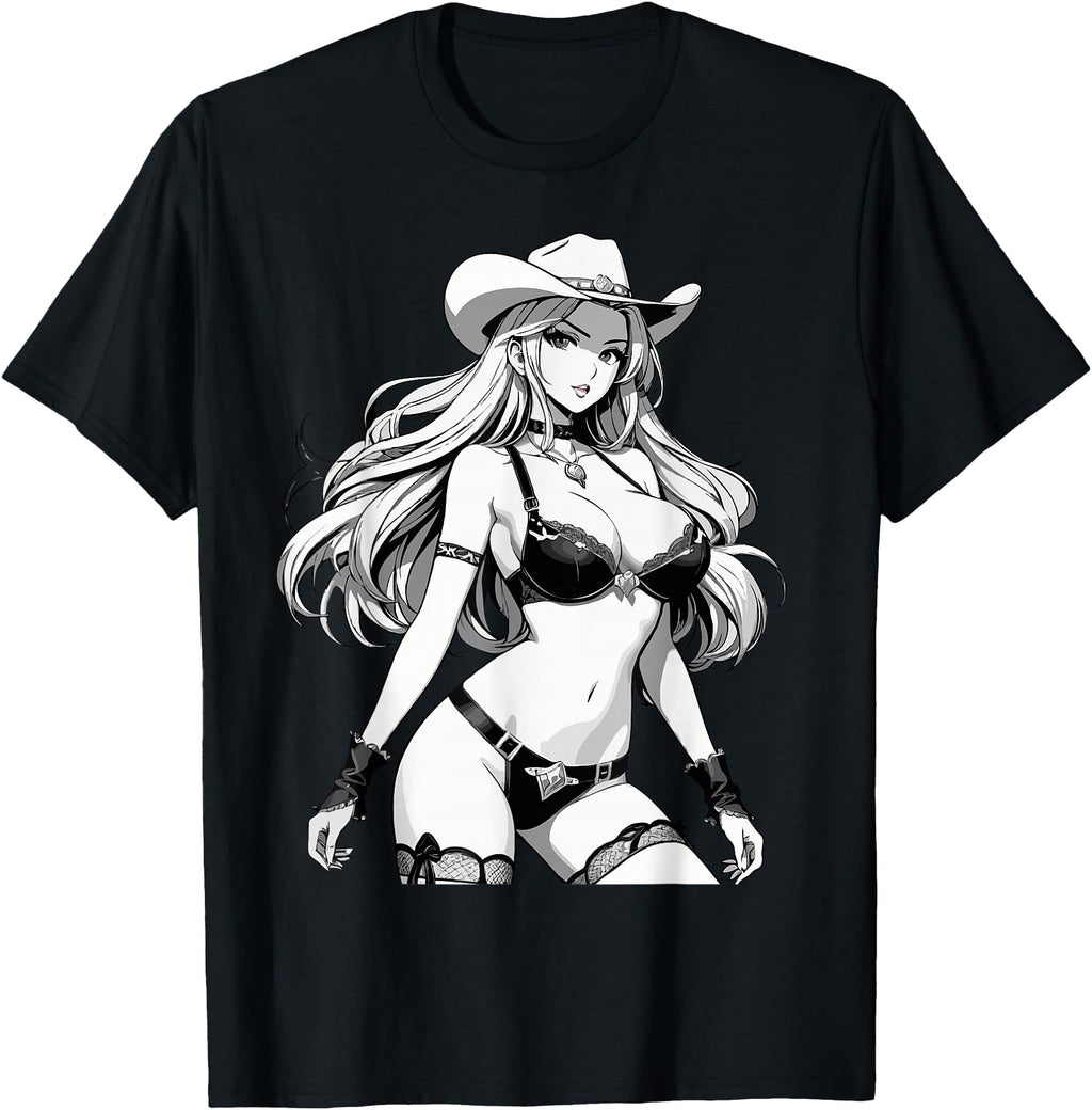 Handcrafted Sexy Waifu Anime Cowgirl T-Shirt - Streetwear Style Unisex - T-Shirt, Sweatshirt, Hoodie