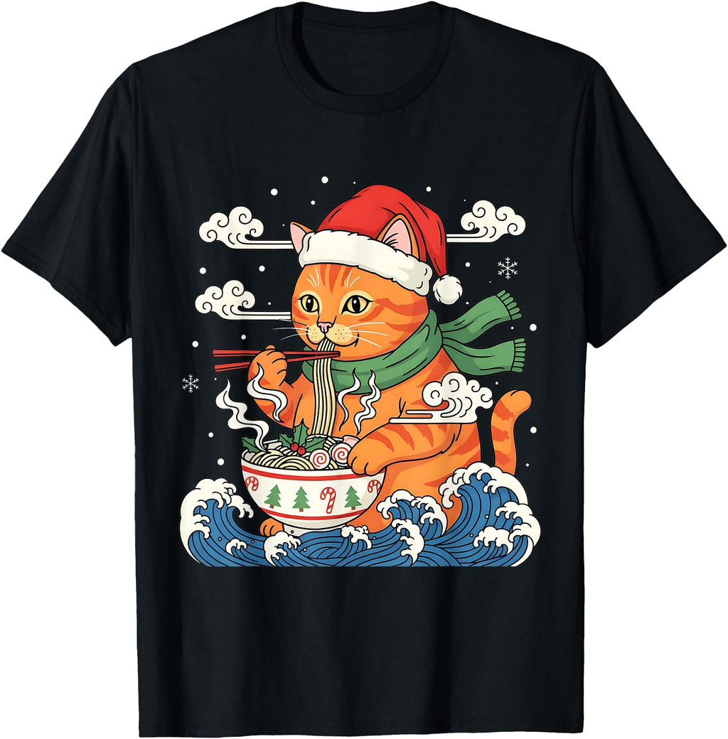 Handcrafted Ramen Cat Eating Sweatshirt - Unique Graphic for Adults - T-Shirt, Sweatshirt, Hoodie