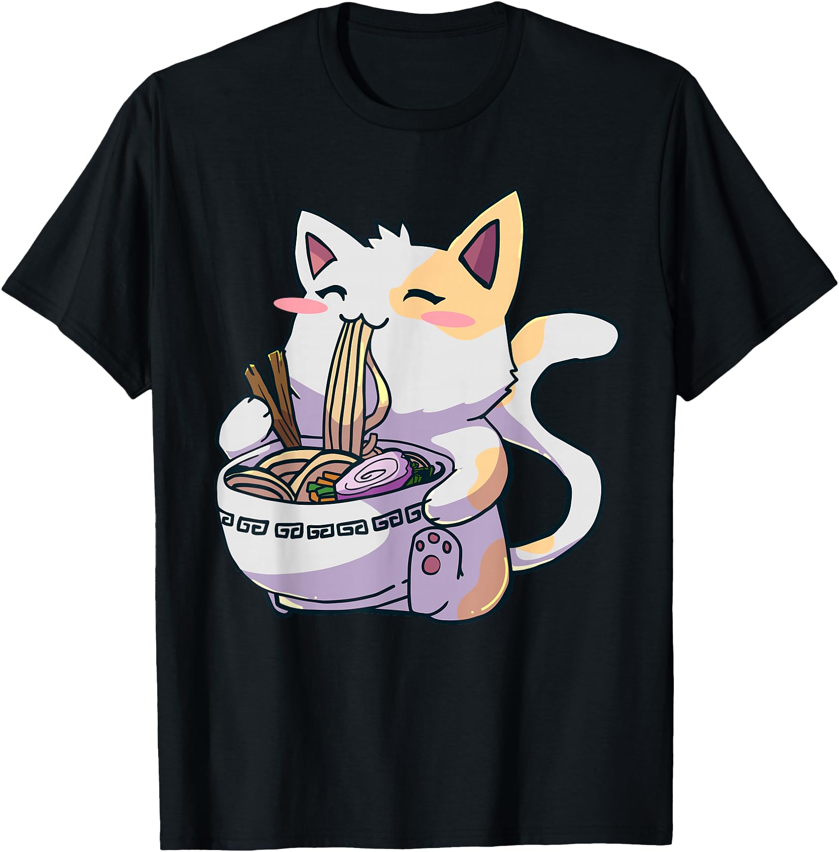 Handcrafted Ramen Cat Kawaii Anime T-Shirt - Fun Novelty Design Unisex - T-Shirt, Sweatshirt, Hoodie