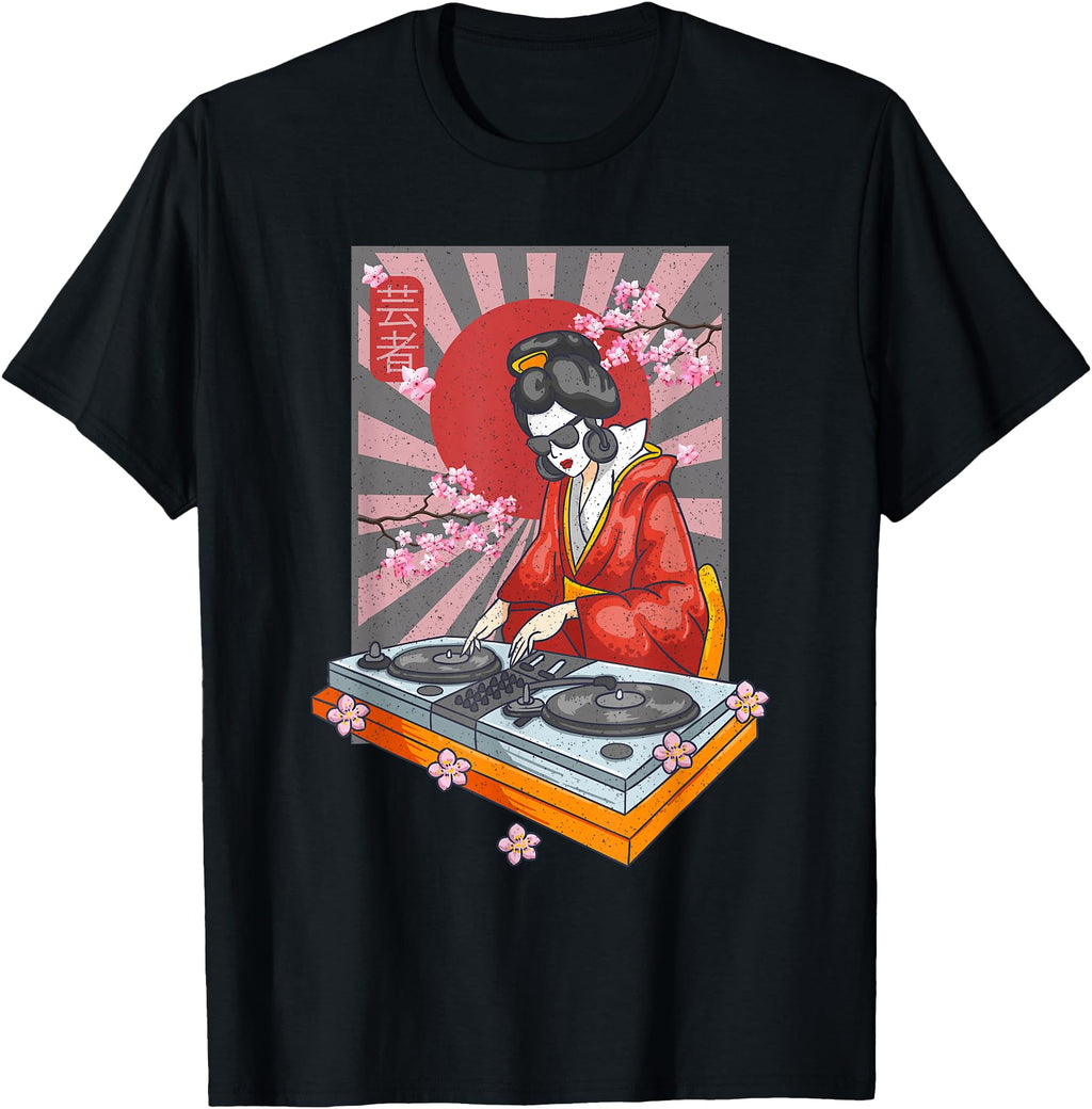 Geisha Turntable Traditional T-Shirt - Casual Everyday Wear Men Women - T-Shirt, Sweatshirt, Hoodie
