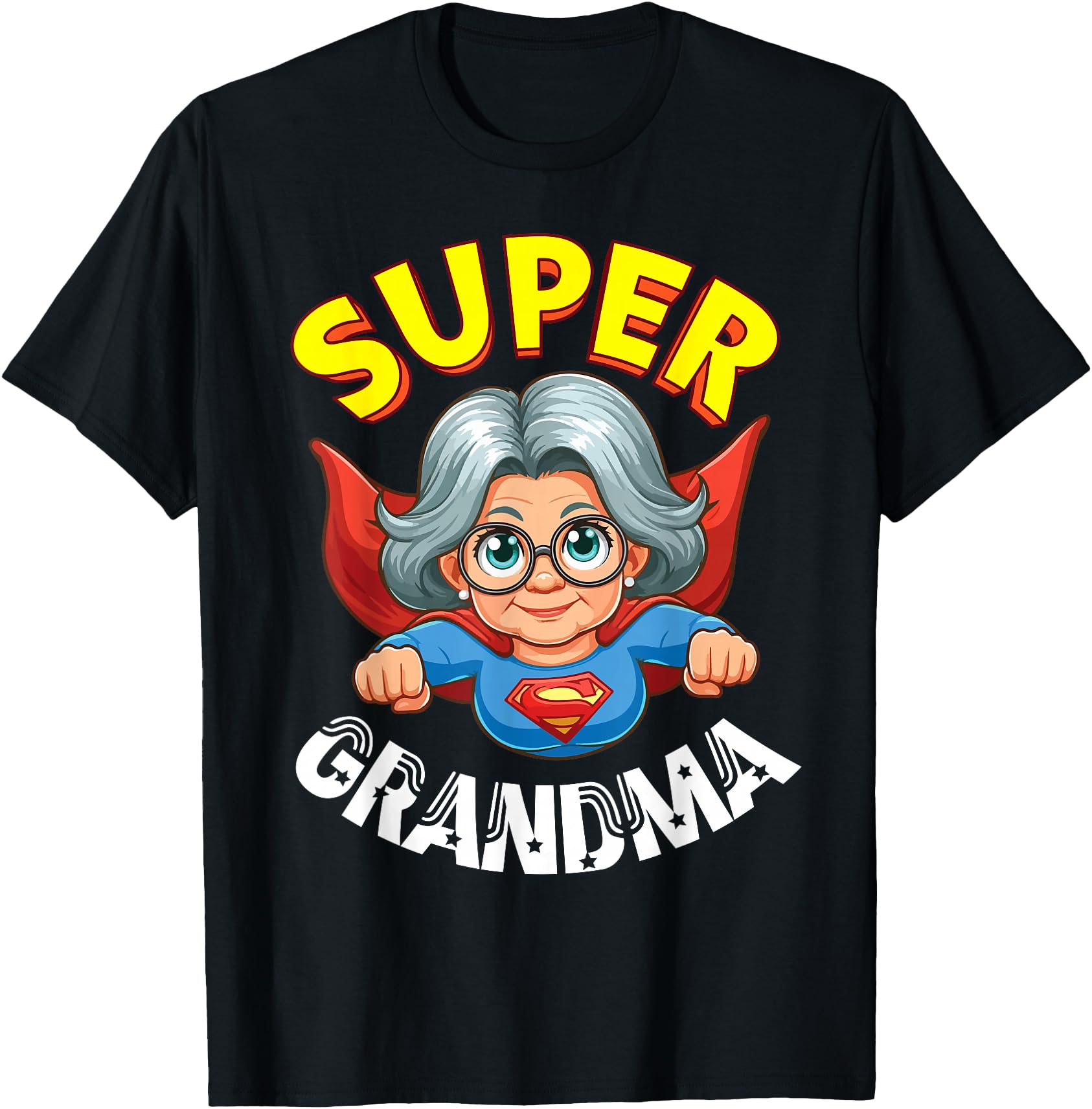 Original Super Grandma Hero Cape Flying Hoodie - Novelty Apparel Unisex - T-Shirt, Sweatshirt, Hoodie