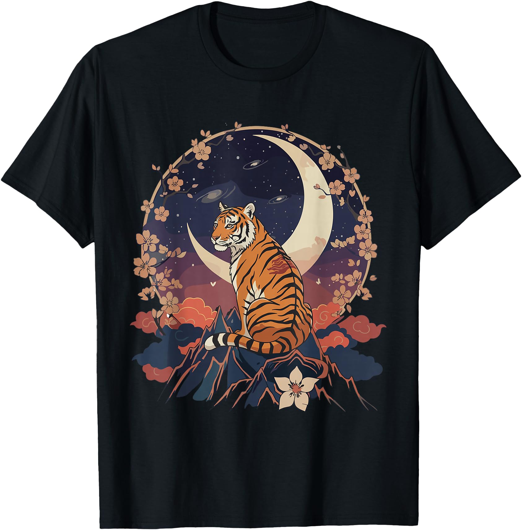 Kawaii Tiger Moon Japanese Anime T T-Shirt - Streetwear Style Unisex - T-Shirt, Sweatshirt, Hoodie