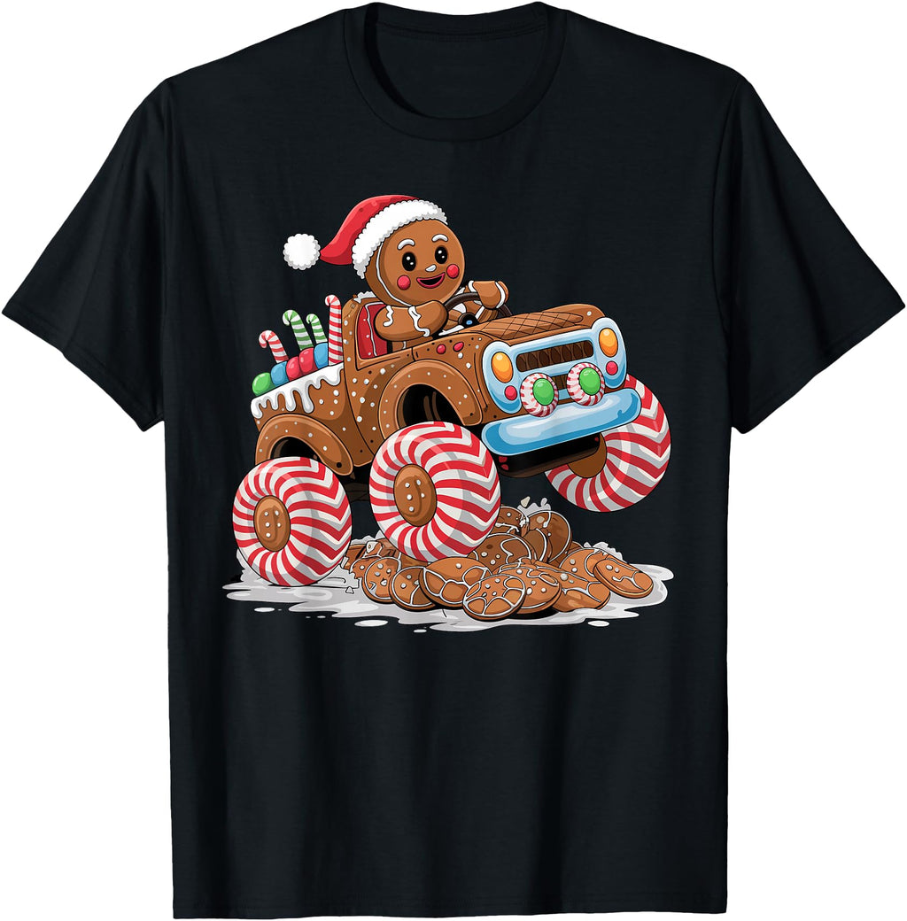 Handcrafted Monster Truck Gingerbread Hoodie - Unique Graphic Men Women - T-Shirt, Sweatshirt, Hoodie