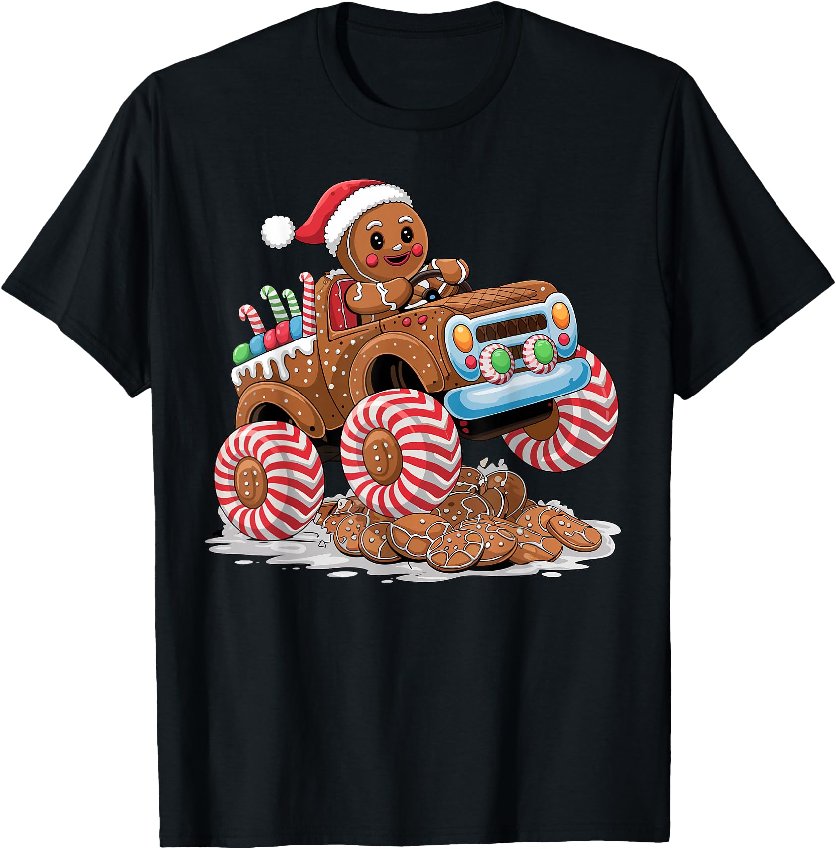Handcrafted Monster Truck Gingerbread Hoodie - Unique Graphic Men Women - T-Shirt, Sweatshirt, Hoodie