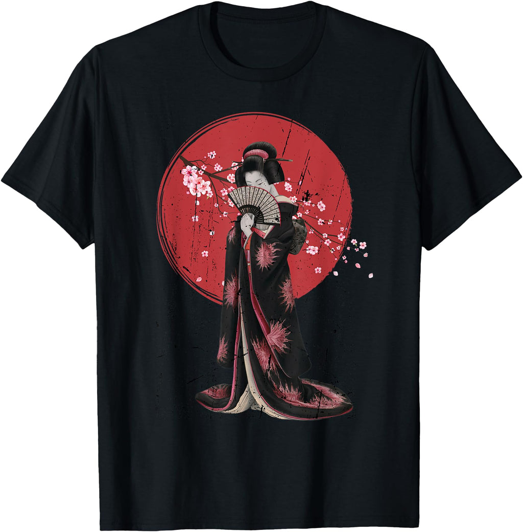 Original Japanese Anime Geisha Cherry T-Shirt - Fun Novelty Design Unisex - T-Shirt, Sweatshirt, Hoodie