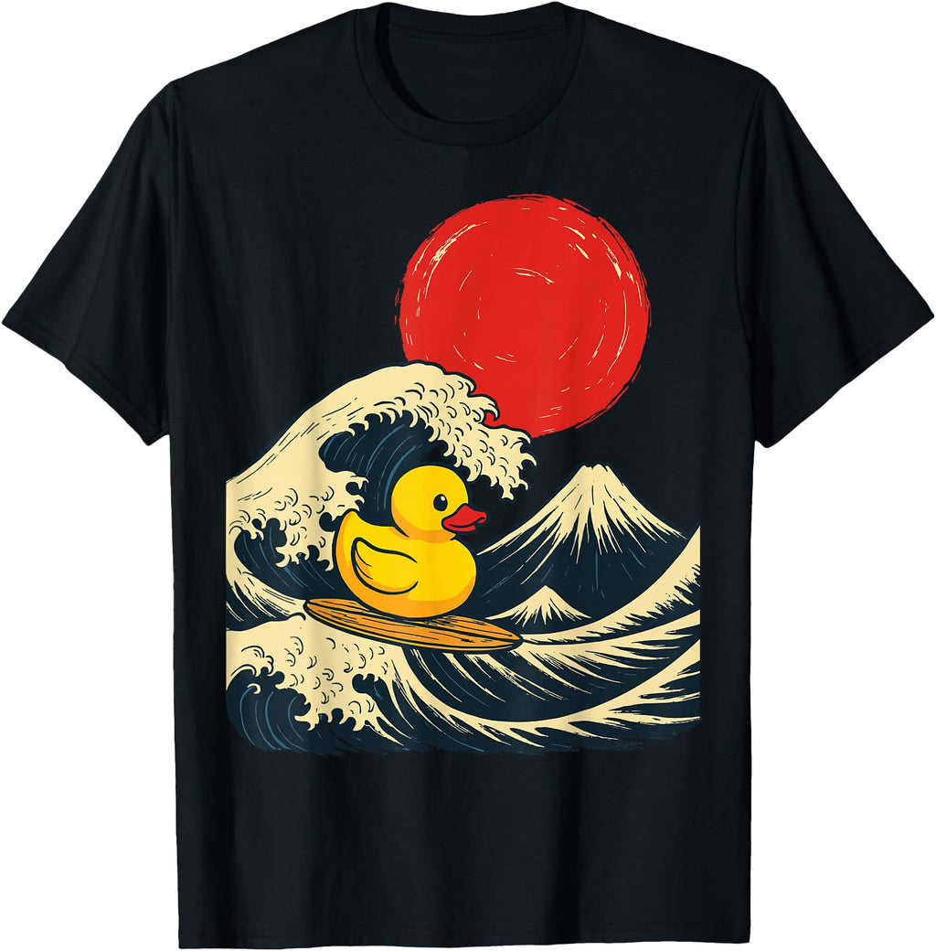 Handcrafted Rubber Duck Surfing Japanese Sweatshirt - Graphic Print Unisex - T-Shirt, Sweatshirt, Hoodie