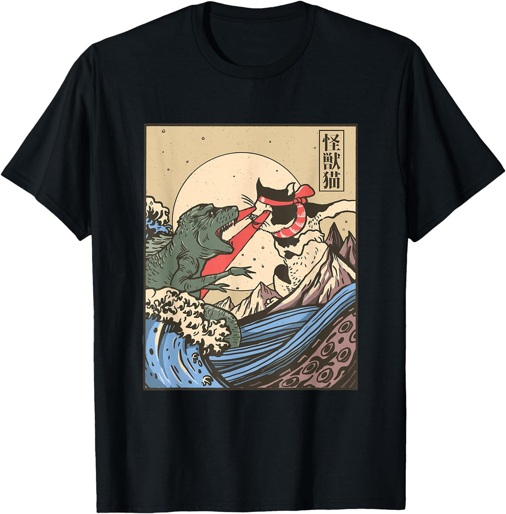 Monster Cat And Dinosaur Fight Sweatshirt - Custom Art Print for Adults - T-Shirt, Sweatshirt, Hoodie