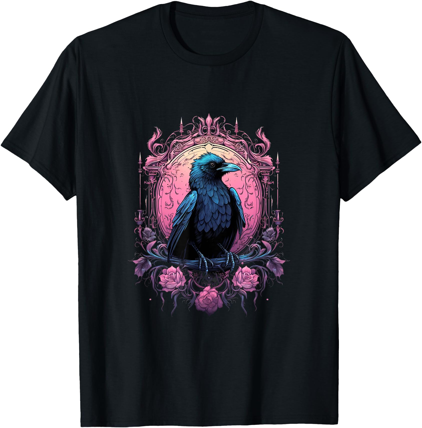 Pastel Goth Gothic Crow Bird Kawaii Hoodie - Minimalist Print Men Women - T-Shirt, Sweatshirt, Hoodie