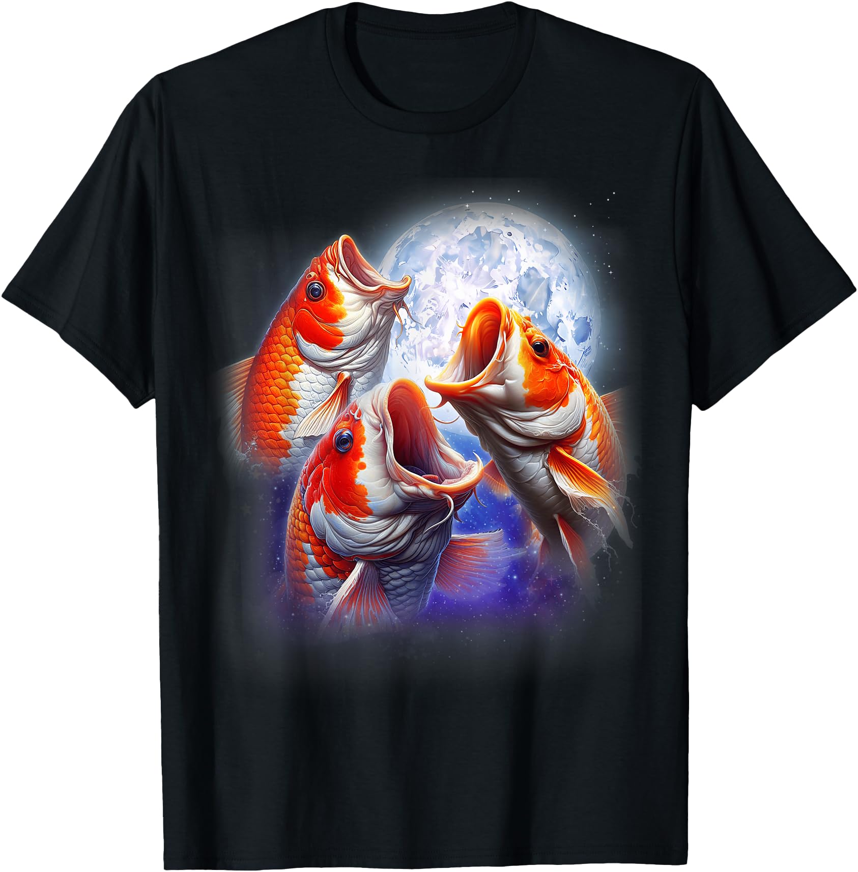 Original 3 Koi Fish Howling Moon Sweatshirt - Fun Novelty Design Men Women - T-Shirt, Sweatshirt, Hoodie