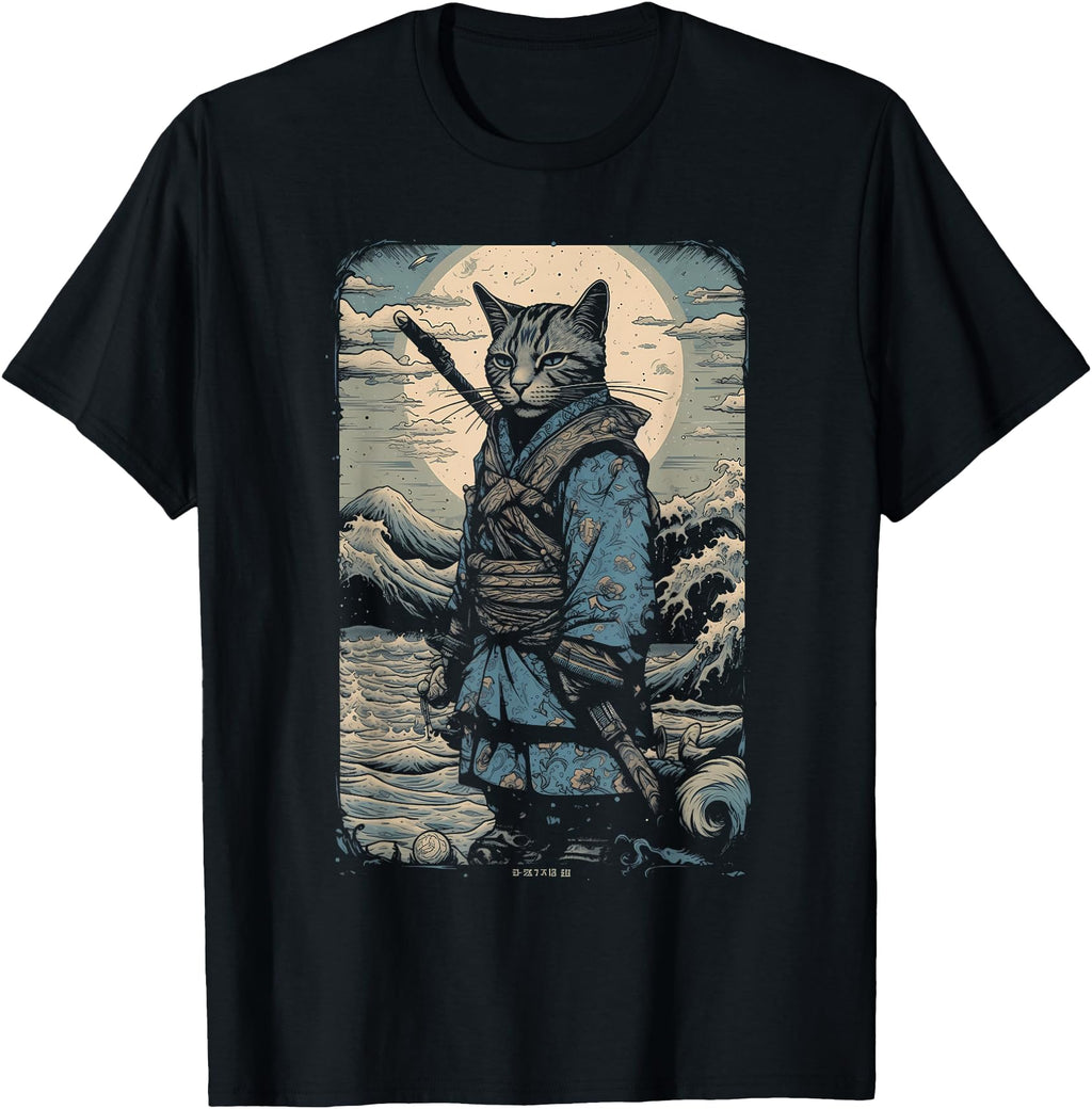 Authentic Samurai Cat Japanese Ninja Art T-Shirt - Streetwear Style Unisex - T-Shirt, Sweatshirt, Hoodie