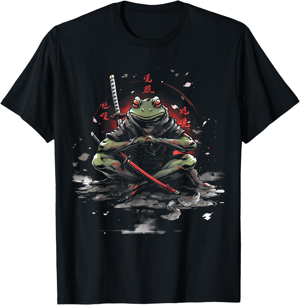 Samurai Frog Japanese Kanji Sweatshirt - Novelty Apparel for Adults - T-Shirt, Sweatshirt, Hoodie