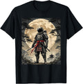 Samurai Astronaut Japanese Moon Ukiyo E Art T-Shirt - Graphic Print Unisex - T-Shirt, Sweatshirt, Hoodie