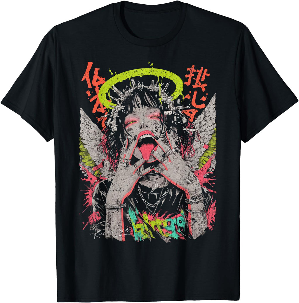 Japanese Streetwear Cyberpunk Angel T-Shirt - Aesthetic Graphic for Adults - T-Shirt, Sweatshirt, Hoodie