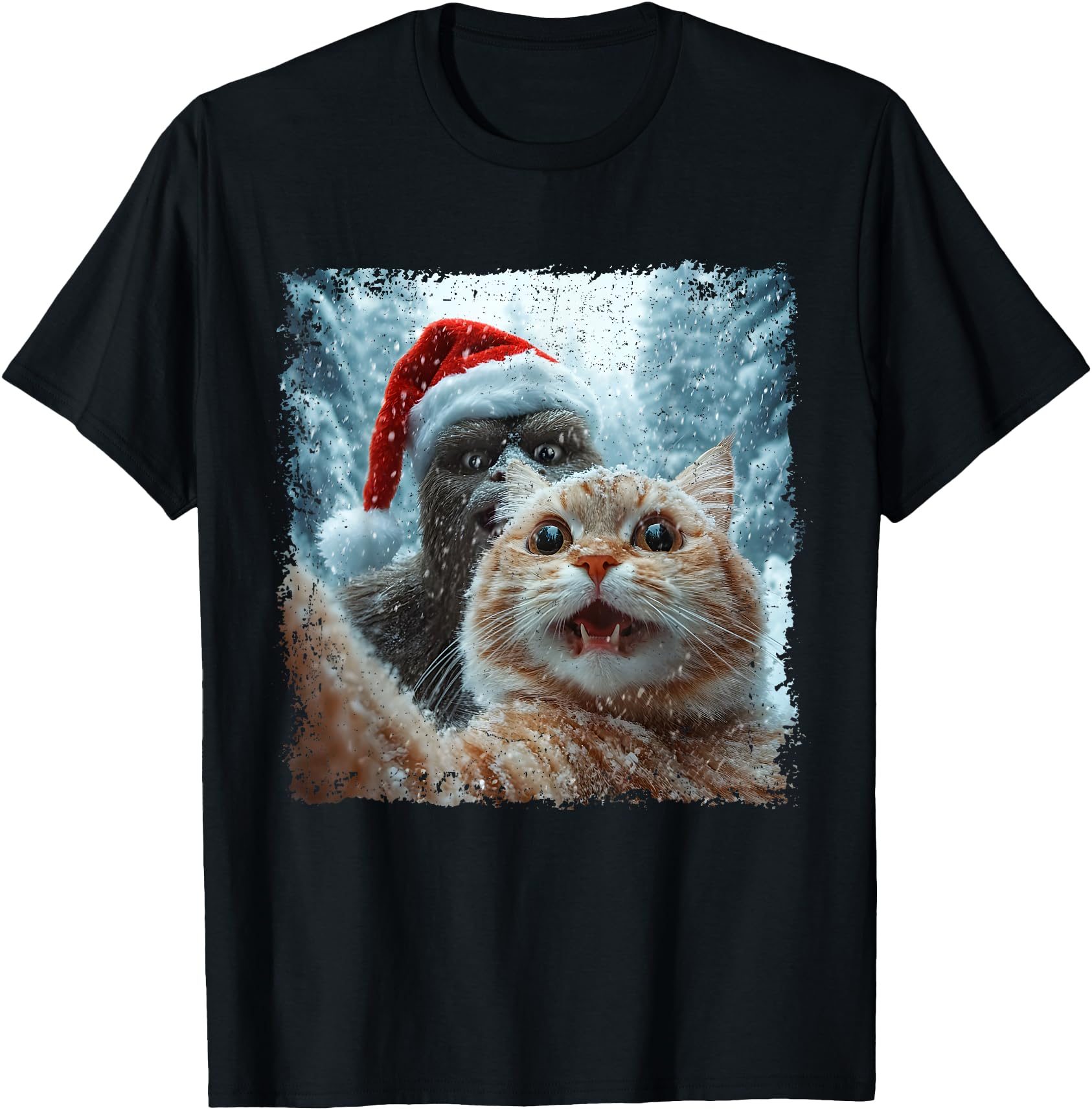 Bigfoot And Cat Selfie Rare T-Shirt - Streetwear Style Men Women - T-Shirt, Sweatshirt, Hoodie