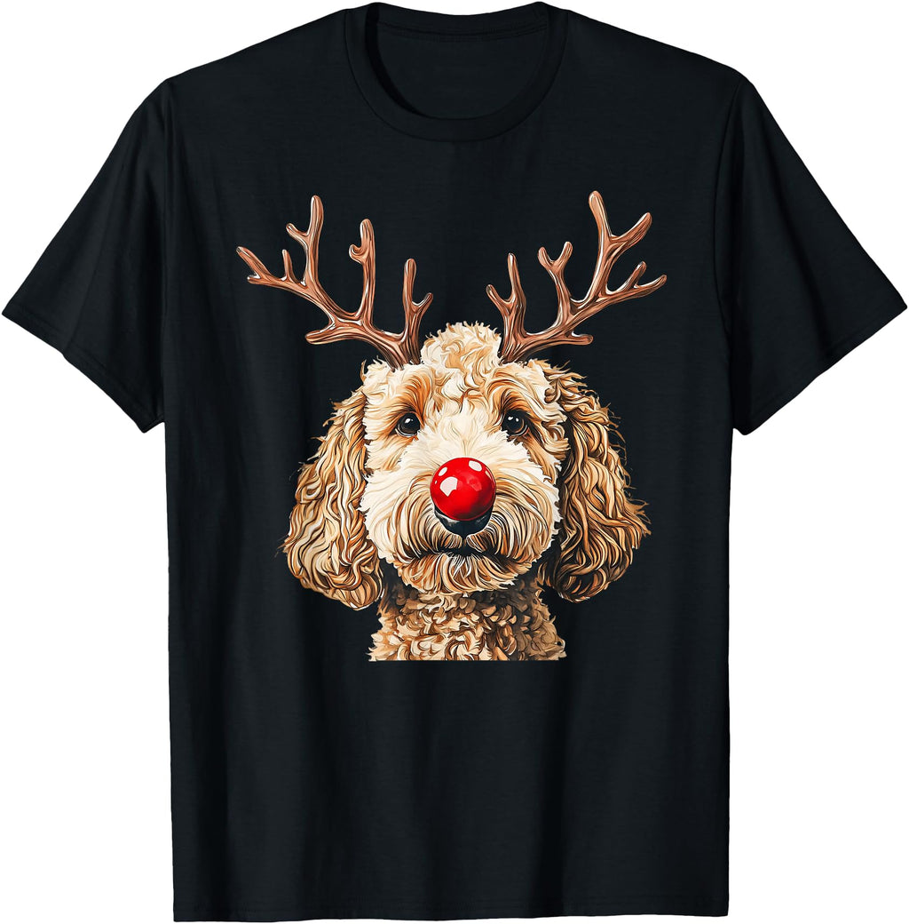 Exclusive Goldendoodle Reindeer Dog Hoodie - Streetwear Style for Adults - T-Shirt, Sweatshirt, Hoodie