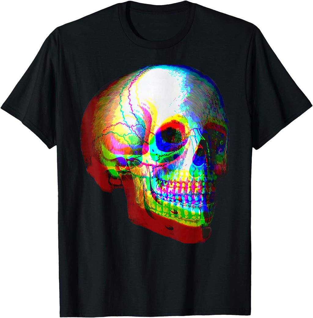 Skull Trippy Vaporwave Halloween Techno Hoodie - Aesthetic Graphic Unisex - T-Shirt, Sweatshirt, Hoodie