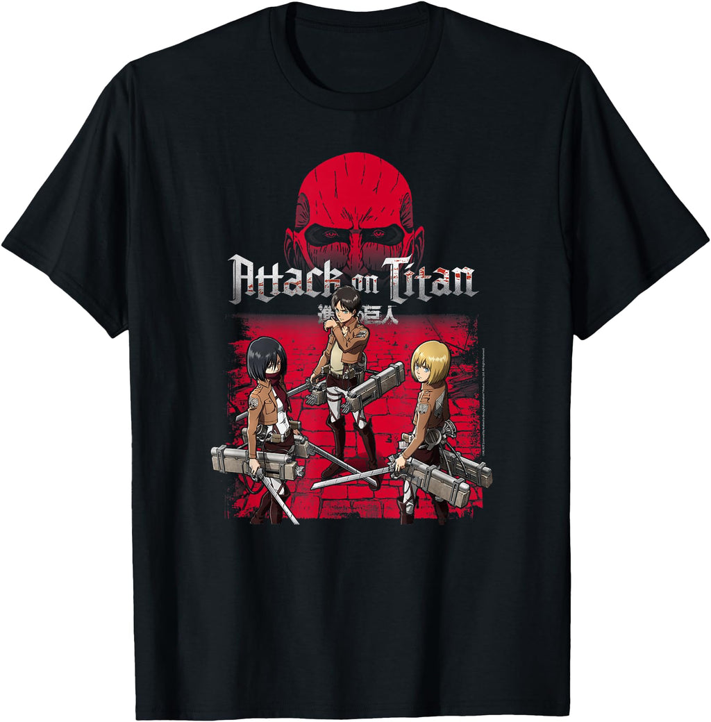 Attack Titan 3 Main Characters Red Hoodie - Trendy Graphic Men Women - T-Shirt, Sweatshirt, Hoodie