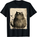 Handcrafted Japanese Fat Black Cat T-Shirt - Streetwear Style for Adults - T-Shirt, Sweatshirt, Hoodie