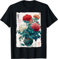 Handcrafted Japanese Peony Flower T-Shirt - Minimalist Print Unisex - T-Shirt, Sweatshirt, Hoodie