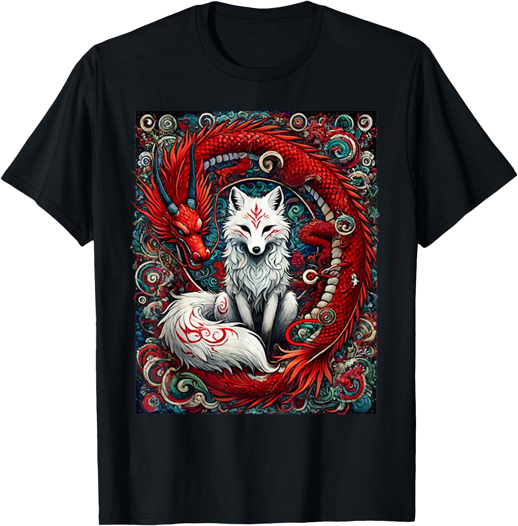Japanese Mystical Nine Tailed Fox Sweatshirt - Graphic Print for Adults - T-Shirt, Sweatshirt, Hoodie