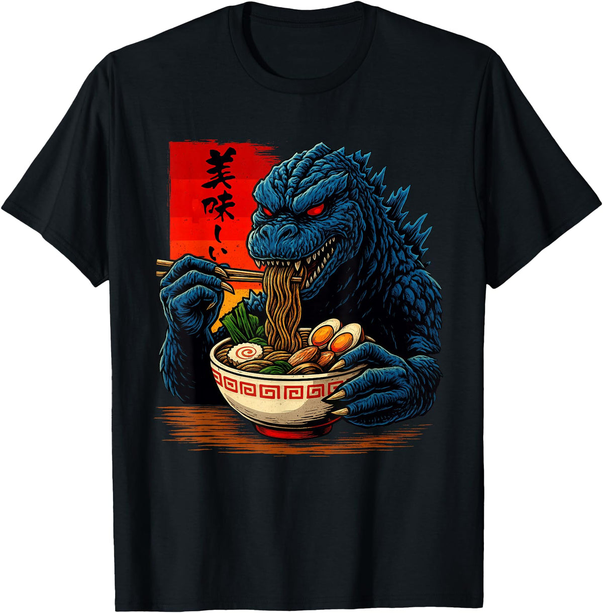 Kaiju Eating Ramen Japanese Sweatshirt - Casual Everyday Wear Unisex - T-Shirt, Sweatshirt, Hoodie