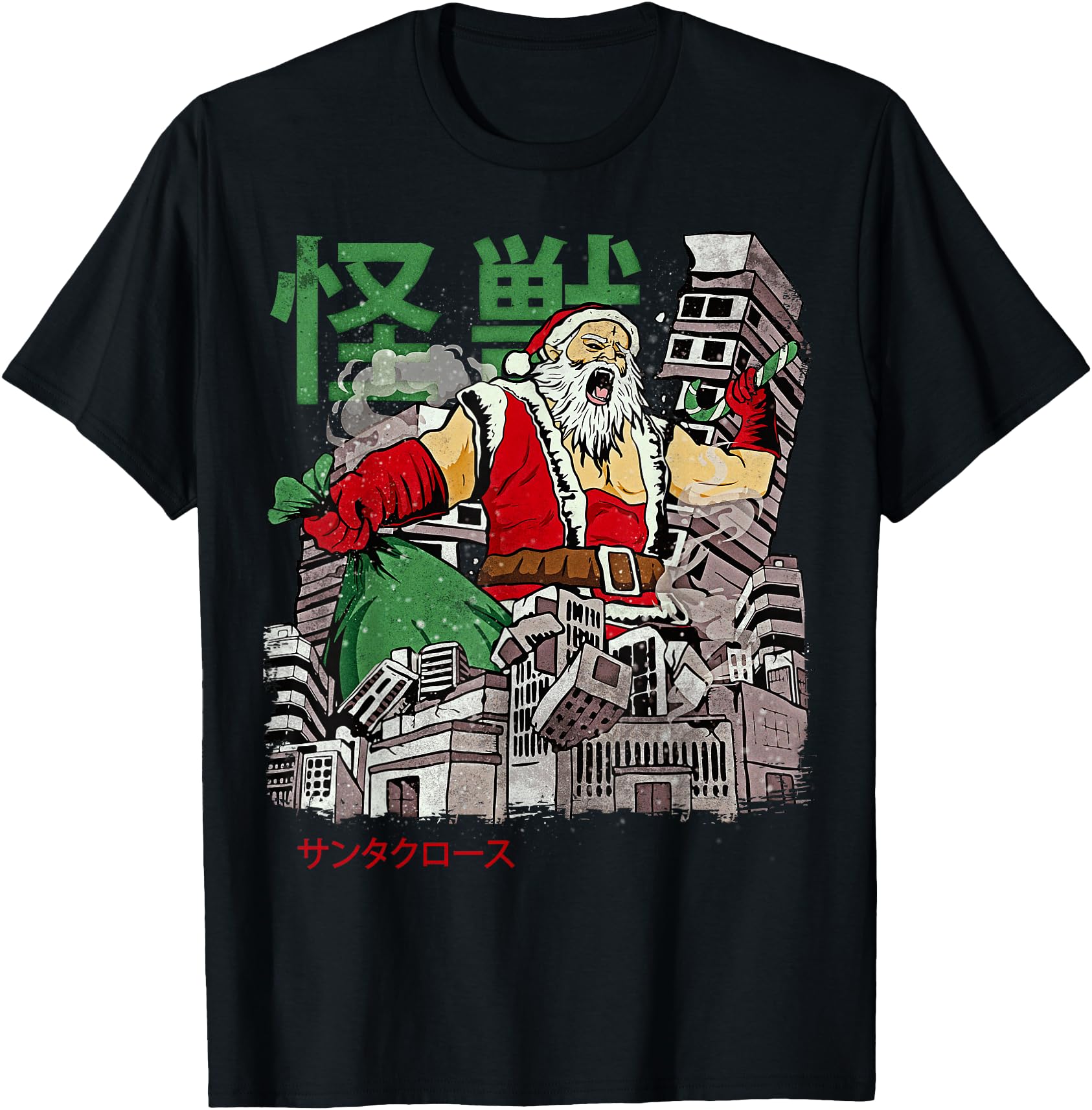 Kaiju Santa Claus Japanese Anime Hoodie - Custom Art Print Men Women - T-Shirt, Sweatshirt, Hoodie
