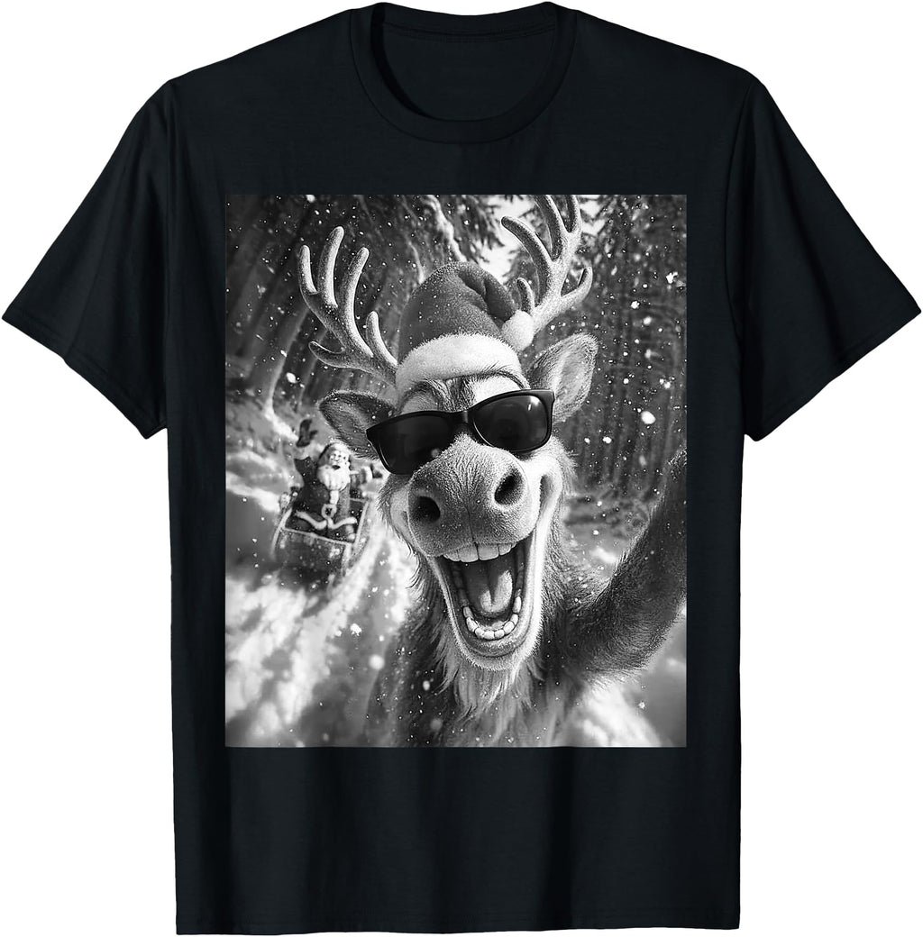 Handcrafted Reindeer Selfie Exclusive Hoodie - Streetwear Style Unisex - T-Shirt, Sweatshirt, Hoodie