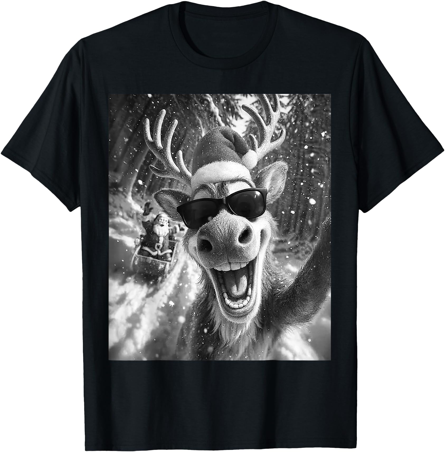 Handcrafted Reindeer Selfie Exclusive Hoodie - Streetwear Style Unisex - T-Shirt, Sweatshirt, Hoodie