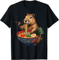 Kawaii Capybara Eating Ramen Noodles T-Shirt - Novelty Apparel for Adults - T-Shirt, Sweatshirt, Hoodie