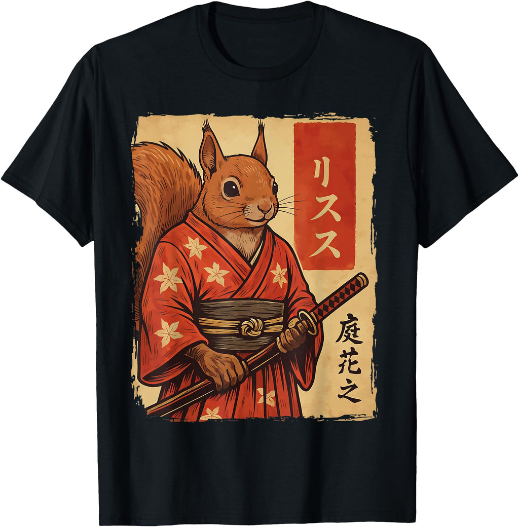 Handcrafted Squirrel Samurai Hoodie - Fun Novelty Design for Adults - T-Shirt, Sweatshirt, Hoodie