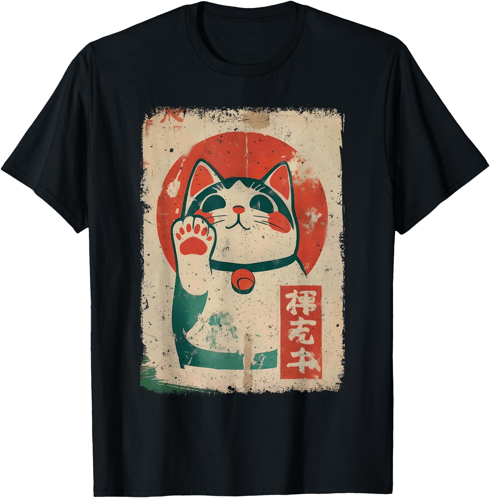 Handcrafted Maneki Cat Japanese Lucky Neko T-Shirt - Unique Graphic Unisex - T-Shirt, Sweatshirt, Hoodie