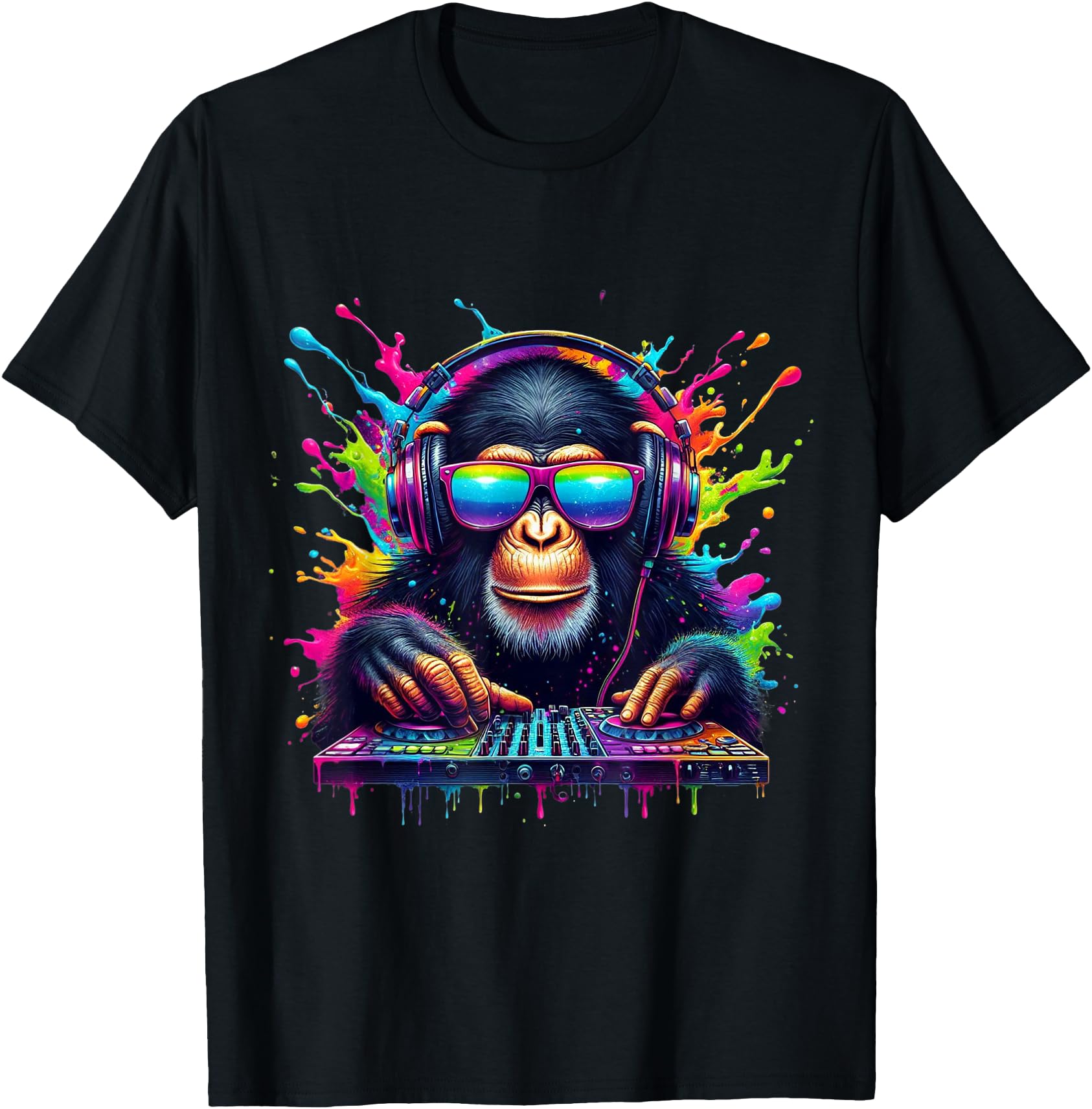 Original Neon Dj Monkey Rave Edm Sweatshirt - Unique Graphic Unisex - T-Shirt, Sweatshirt, Hoodie