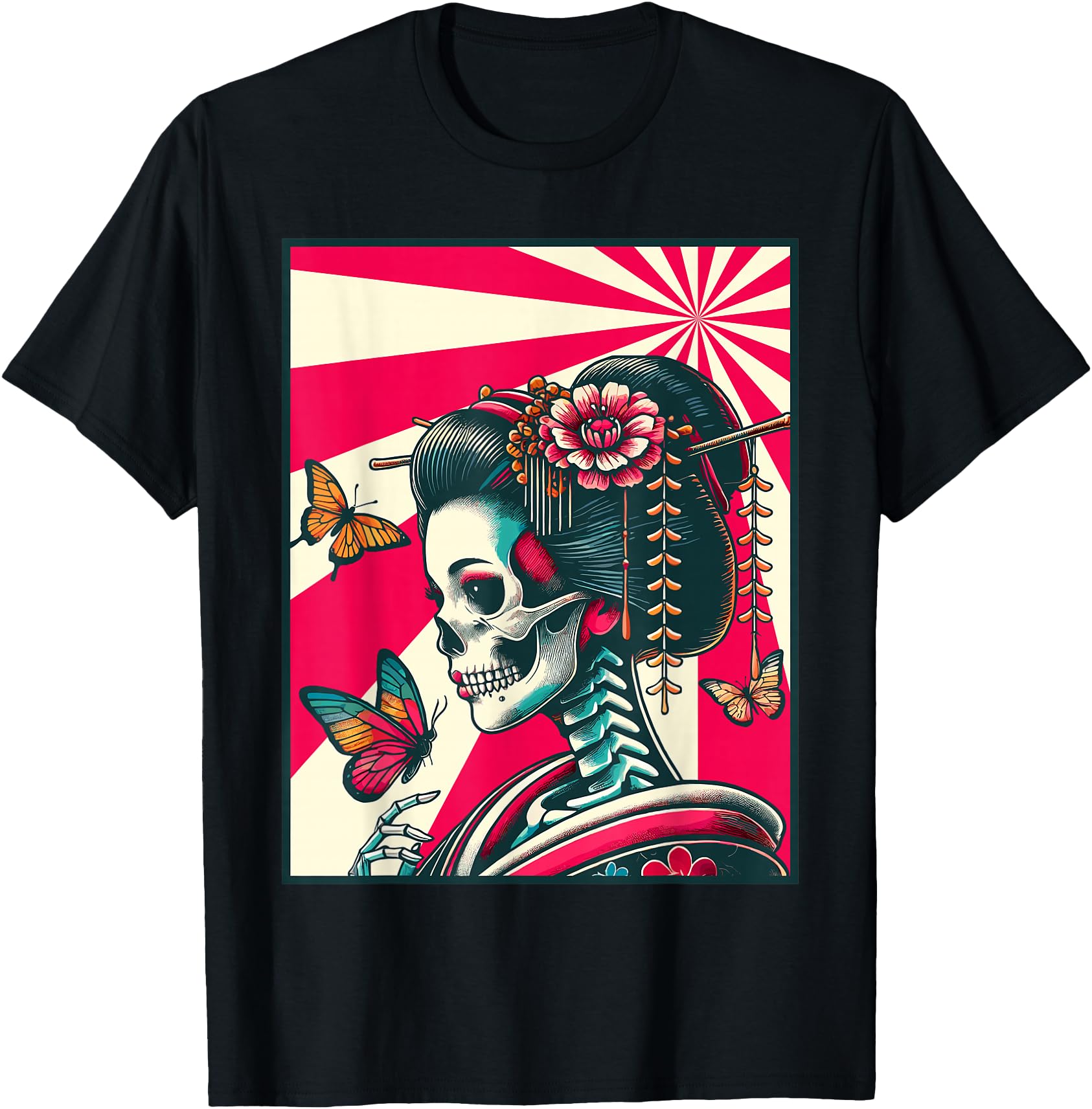 Samurai Geisha Skull Fusion Japanese Hoodie - Fun Novelty Design Men Women - T-Shirt, Sweatshirt, Hoodie