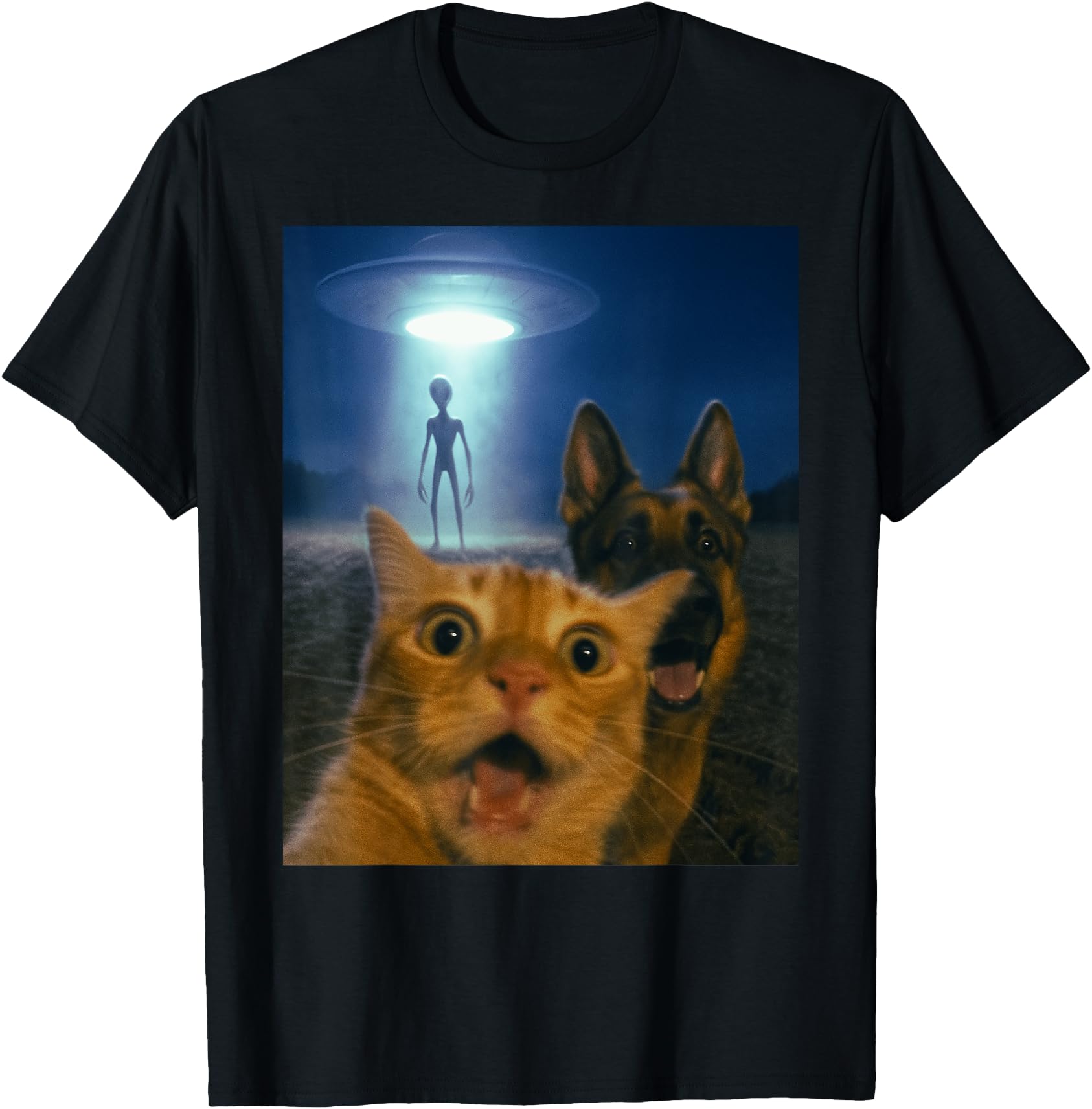 Original Cat And Dog Alien Selfie Ufo Hoodie - Streetwear Style for Adults - T-Shirt, Sweatshirt, Hoodie