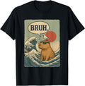 Capybara Bruh Tees Wave Japanese T-Shirt - Fun Novelty Design for Adults - T-Shirt, Sweatshirt, Hoodie