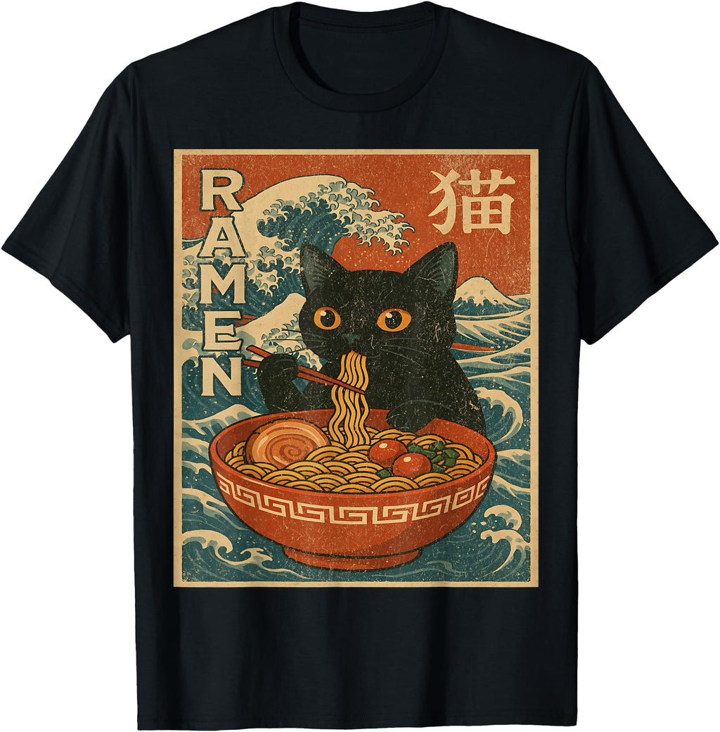 Exclusive Japanese Anime Cat Ramen T-Shirt - Streetwear Style Men Women - T-Shirt, Sweatshirt, Hoodie