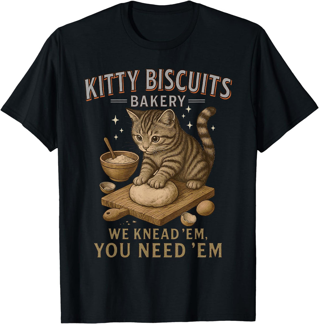Authentic Kitty Biscuits We Knead Em T-Shirt - Trendy Graphic Men Women - T-Shirt, Sweatshirt, Hoodie