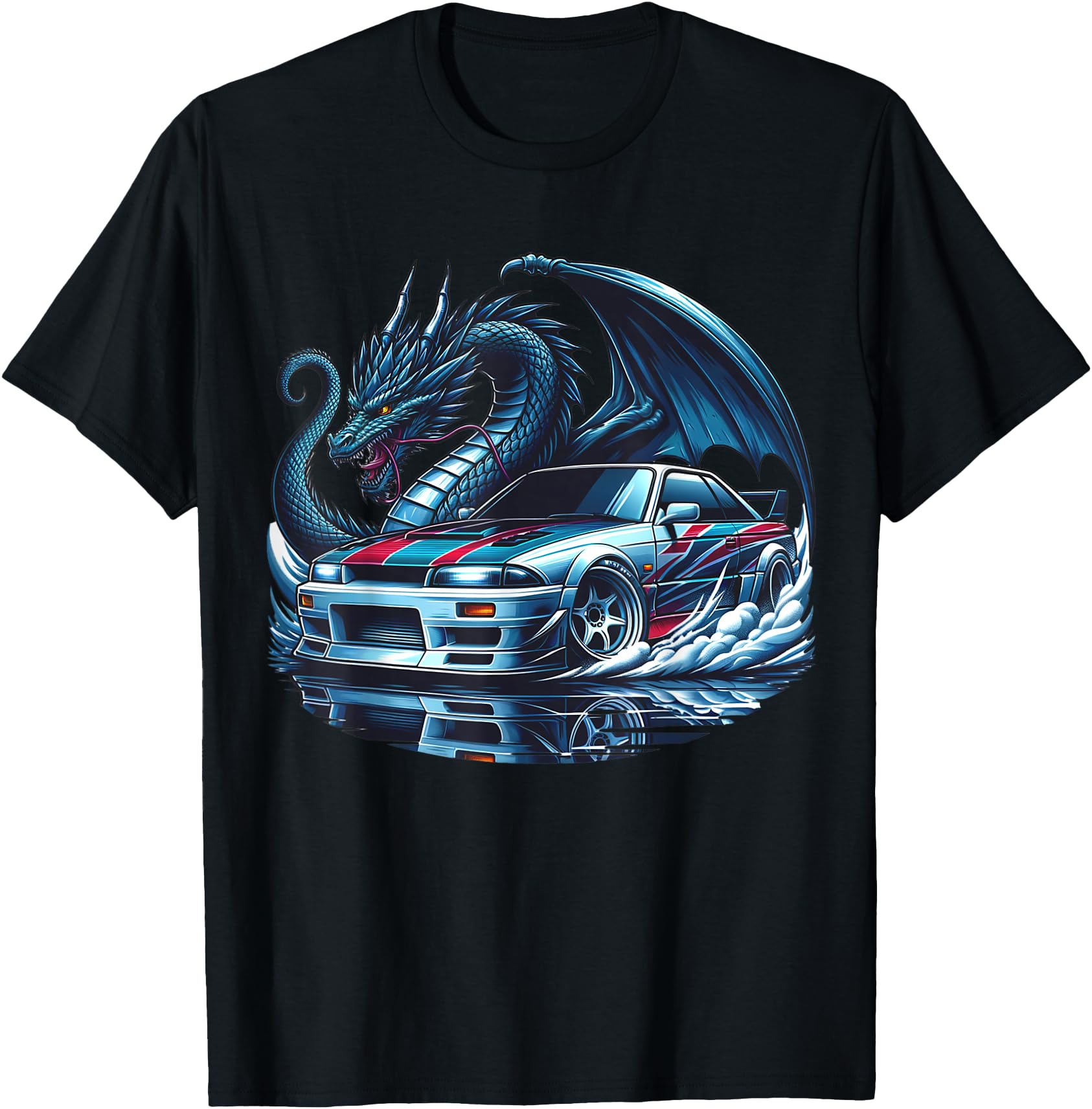 Japanese Car Racing Dragon Drifting Art Jdm T-Shirt - Graphic Print Unisex - T-Shirt, Sweatshirt, Hoodie